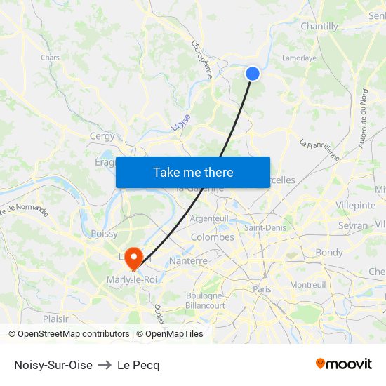 Noisy-Sur-Oise to Le Pecq map