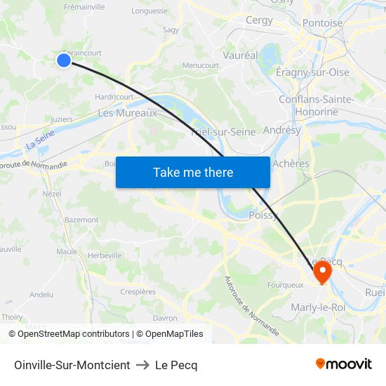 Oinville-Sur-Montcient to Le Pecq map
