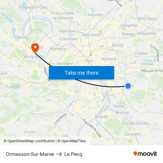 Ormesson-Sur-Marne to Le Pecq map