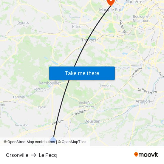 Orsonville to Le Pecq map