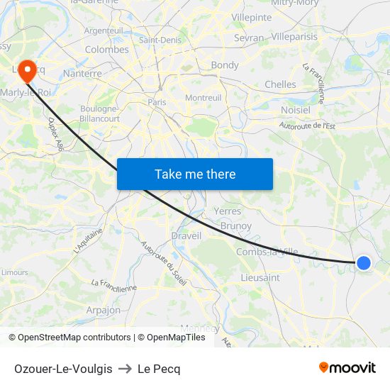 Ozouer-Le-Voulgis to Le Pecq map