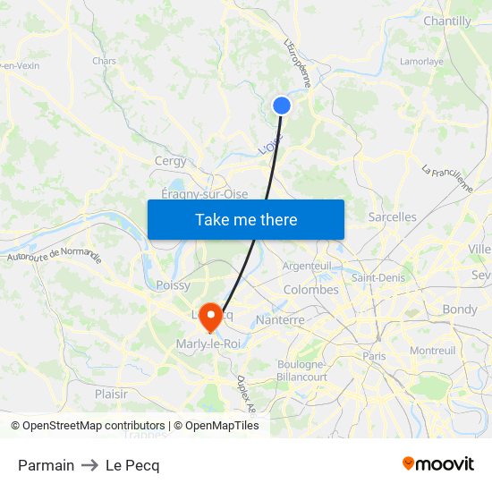 Parmain to Le Pecq map