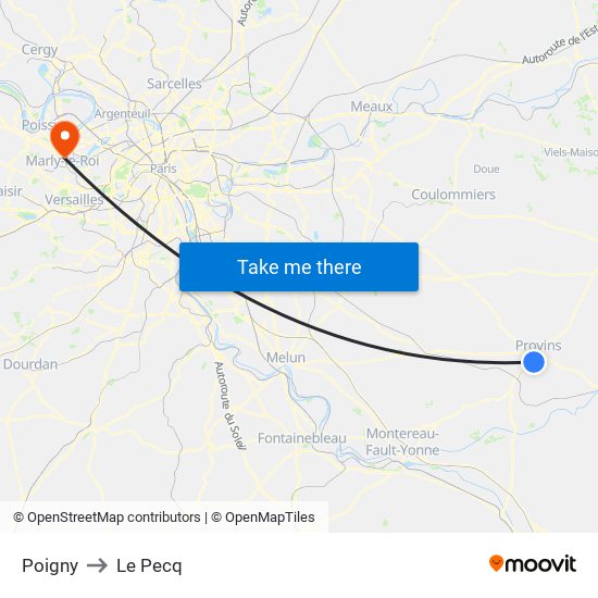 Poigny to Le Pecq map