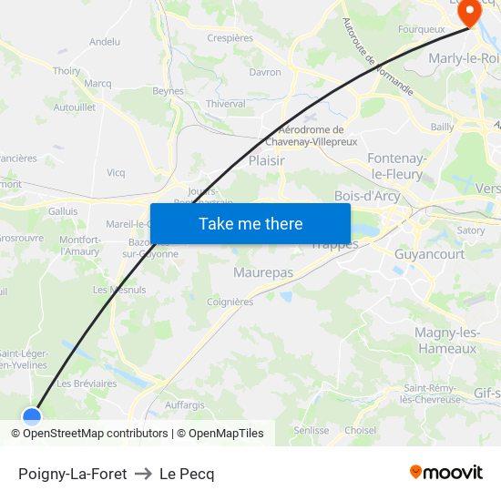Poigny-La-Foret to Le Pecq map