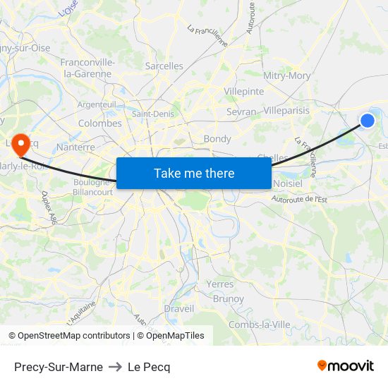 Precy-Sur-Marne to Le Pecq map