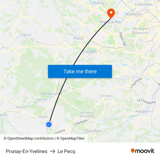 Prunay-En-Yvelines to Le Pecq map