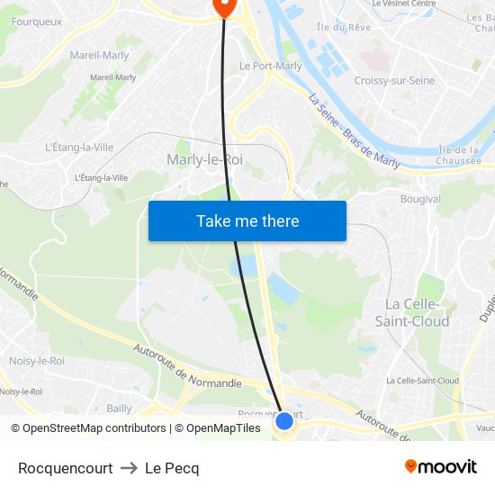 Rocquencourt to Le Pecq map