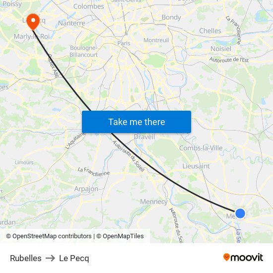 Rubelles to Le Pecq map