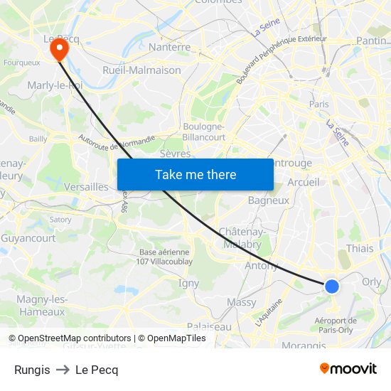Rungis to Le Pecq map