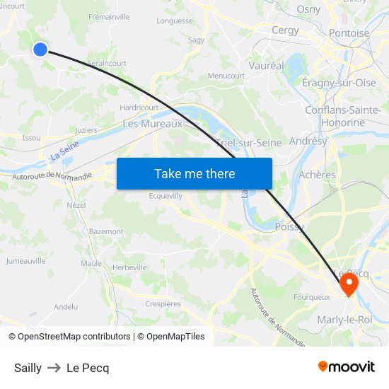 Sailly to Le Pecq map