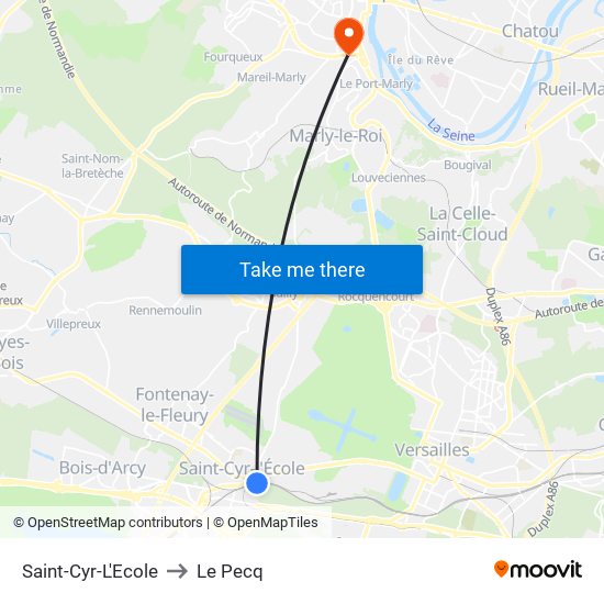 Saint-Cyr-L'Ecole to Le Pecq map