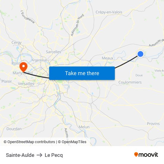 Sainte-Aulde to Le Pecq map