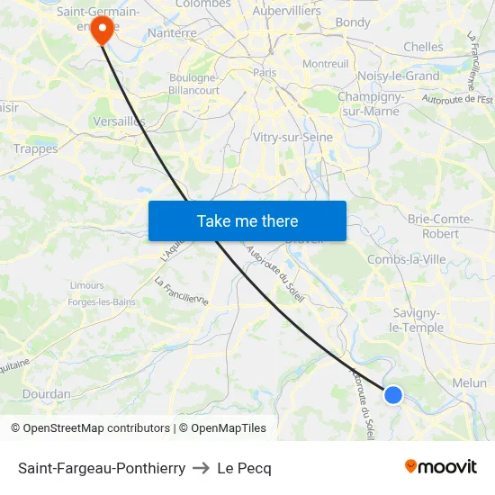 Saint-Fargeau-Ponthierry to Le Pecq map