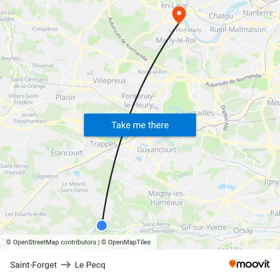 Saint-Forget to Le Pecq map