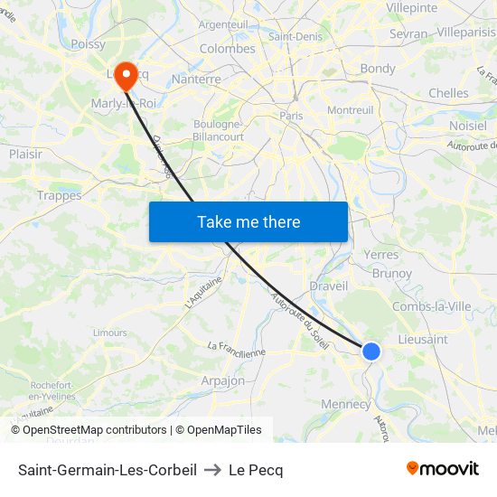 Saint-Germain-Les-Corbeil to Le Pecq map