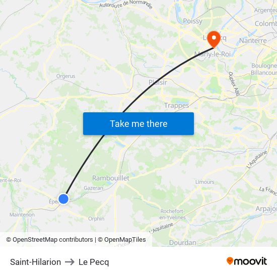 Saint-Hilarion to Le Pecq map