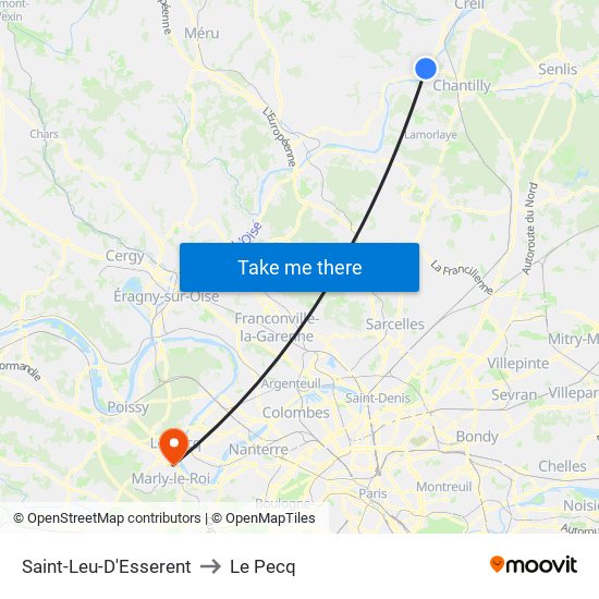 Saint-Leu-D'Esserent to Le Pecq map