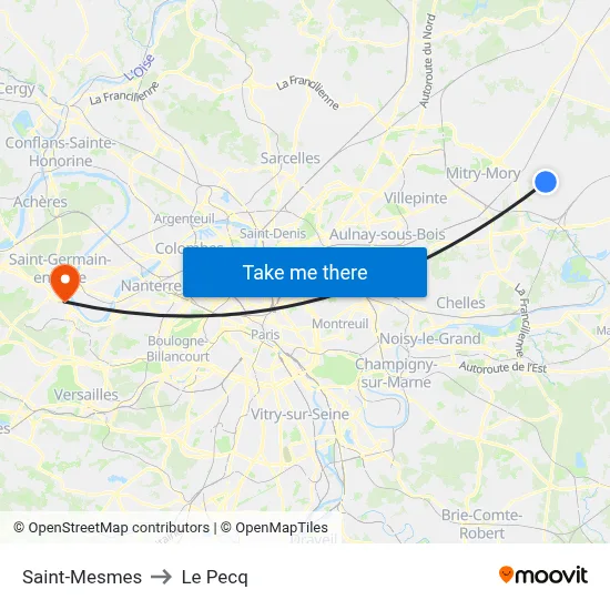 Saint-Mesmes to Le Pecq map