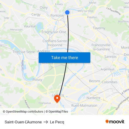 Saint-Ouen-L'Aumone to Le Pecq map