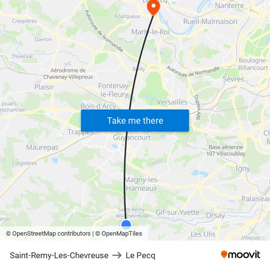 Saint-Remy-Les-Chevreuse to Le Pecq map