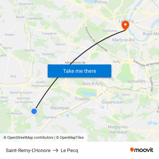 Saint-Remy-L'Honore to Le Pecq map