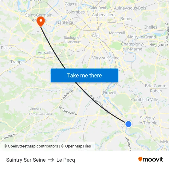 Saintry-Sur-Seine to Le Pecq map