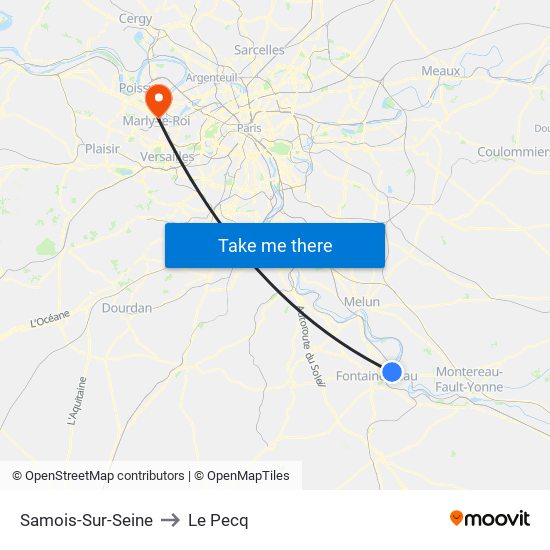 Samois-Sur-Seine to Le Pecq map