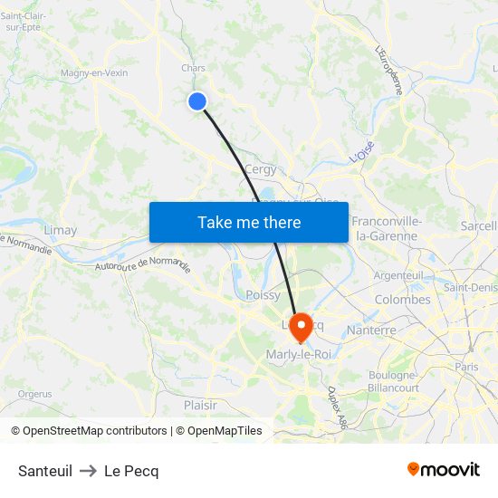 Santeuil to Le Pecq map
