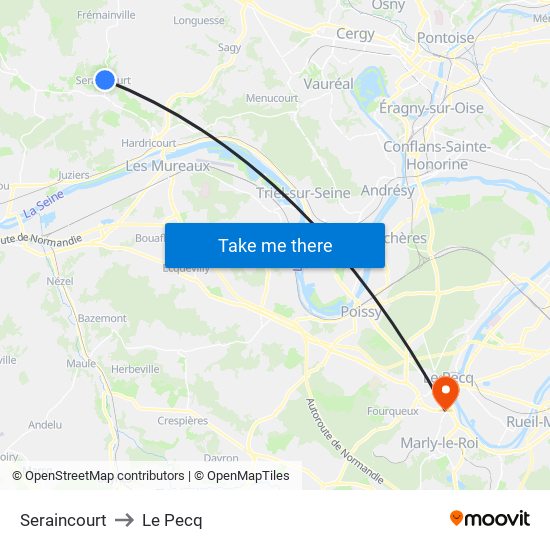 Seraincourt to Le Pecq map