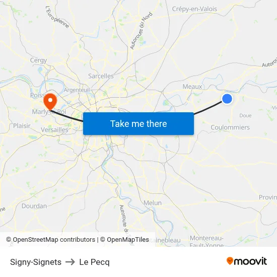 Signy-Signets to Le Pecq map