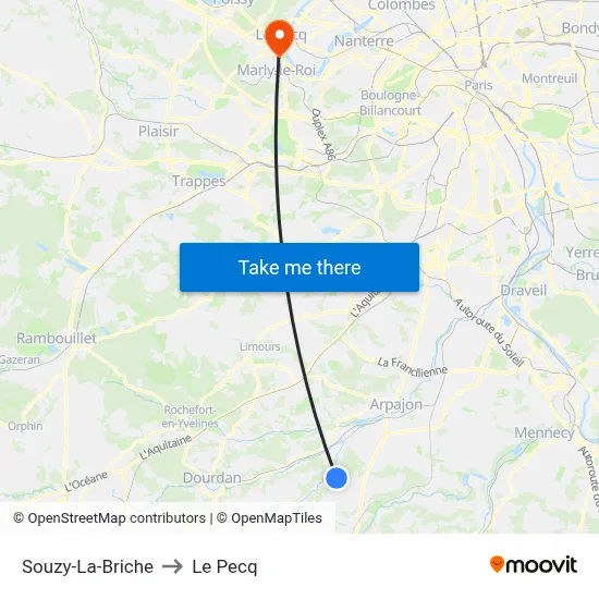 Souzy-La-Briche to Le Pecq map