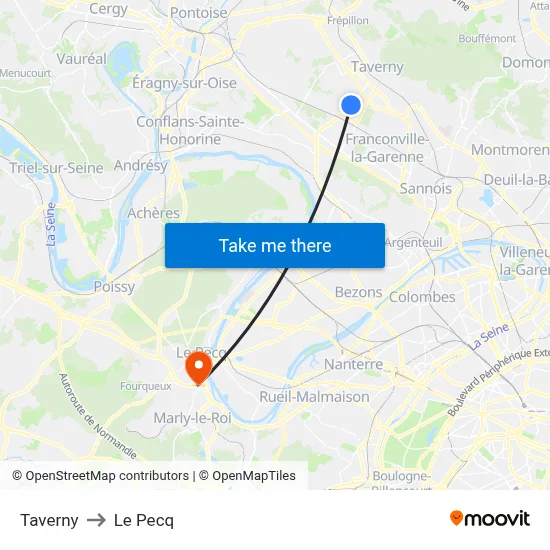 Taverny to Le Pecq map