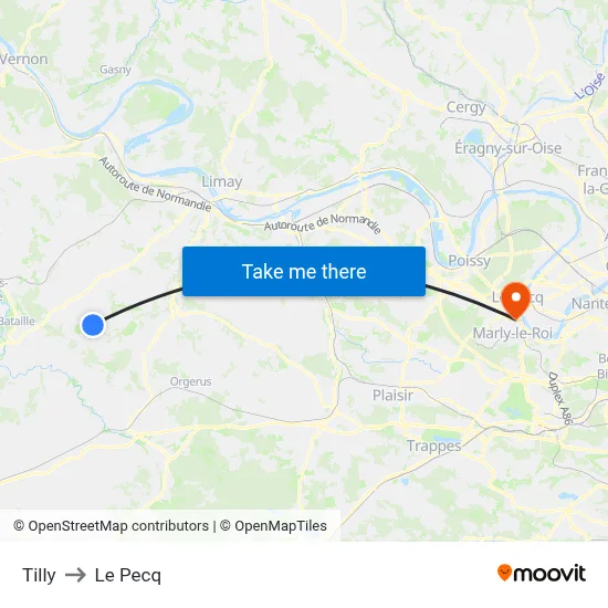 Tilly to Le Pecq map