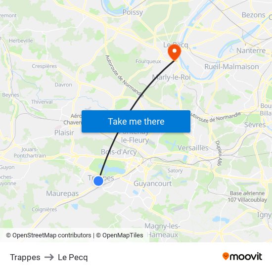 Trappes to Le Pecq map