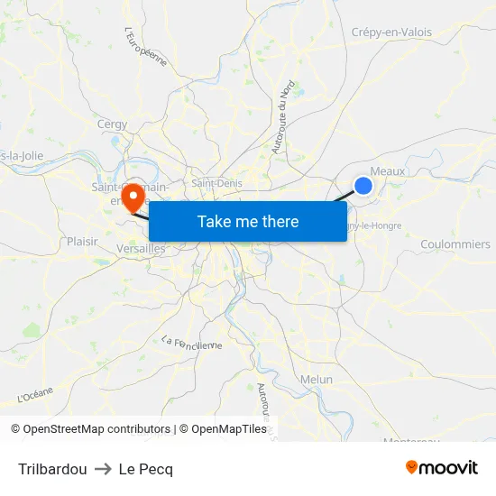 Trilbardou to Le Pecq map