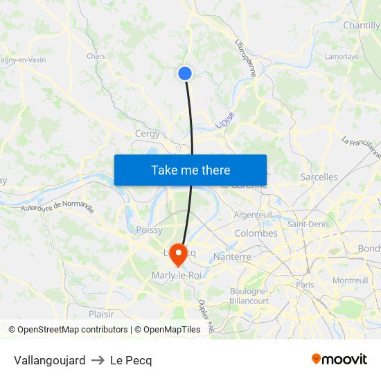 Vallangoujard to Le Pecq map