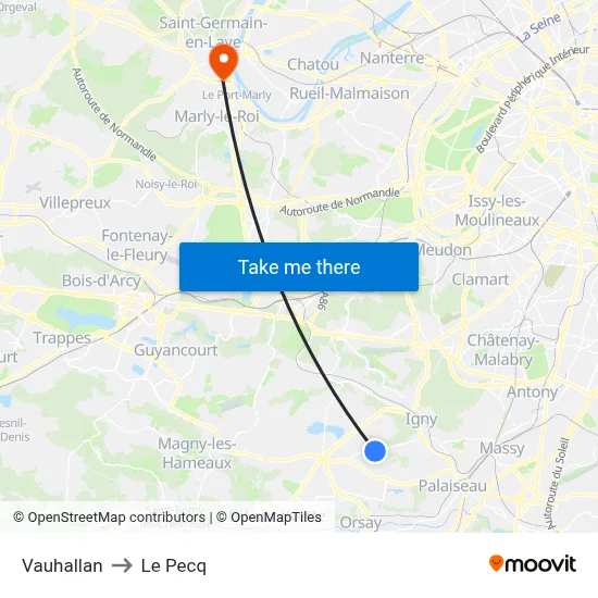 Vauhallan to Le Pecq map