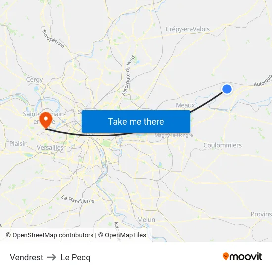 Vendrest to Le Pecq map