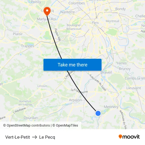 Vert-Le-Petit to Le Pecq map