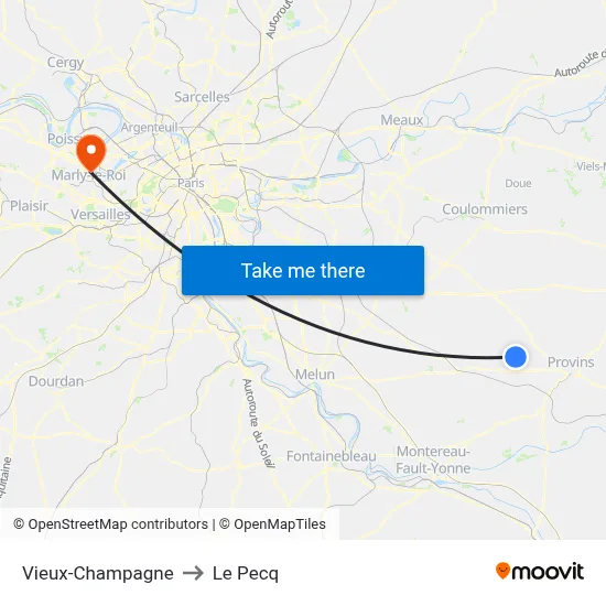 Vieux-Champagne to Le Pecq map