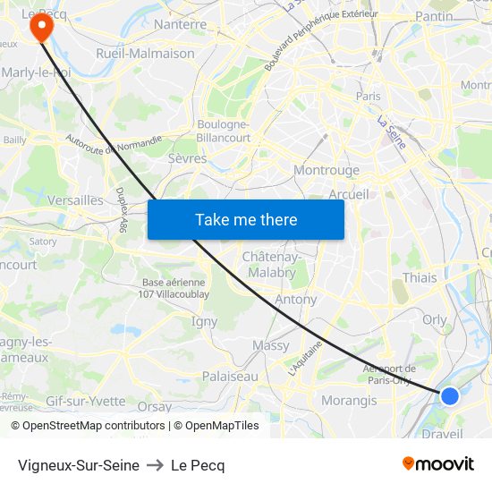 Vigneux-Sur-Seine to Le Pecq map