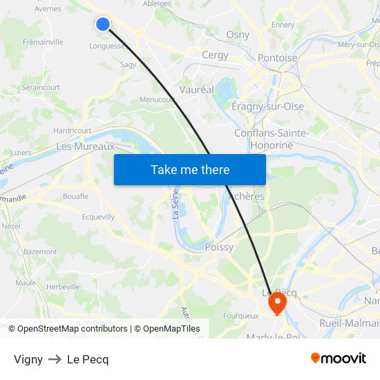 Vigny to Le Pecq map