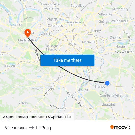 Villecresnes to Le Pecq map