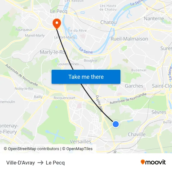 Ville-D'Avray to Le Pecq map