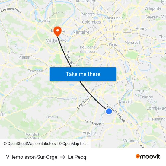 Villemoisson-Sur-Orge to Le Pecq map
