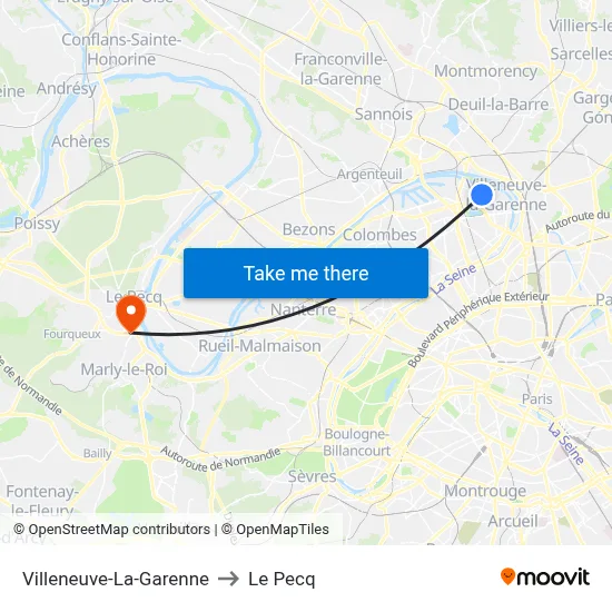 Villeneuve-La-Garenne to Le Pecq map