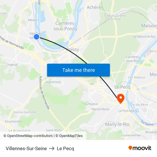 Villennes-Sur-Seine to Le Pecq map
