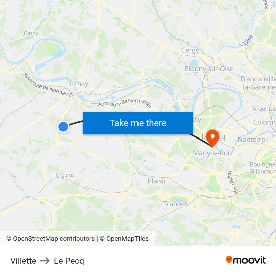 Villette to Le Pecq map