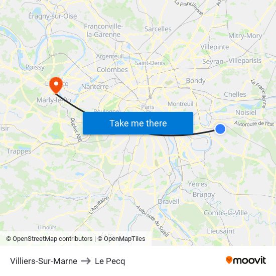 Villiers-Sur-Marne to Le Pecq map