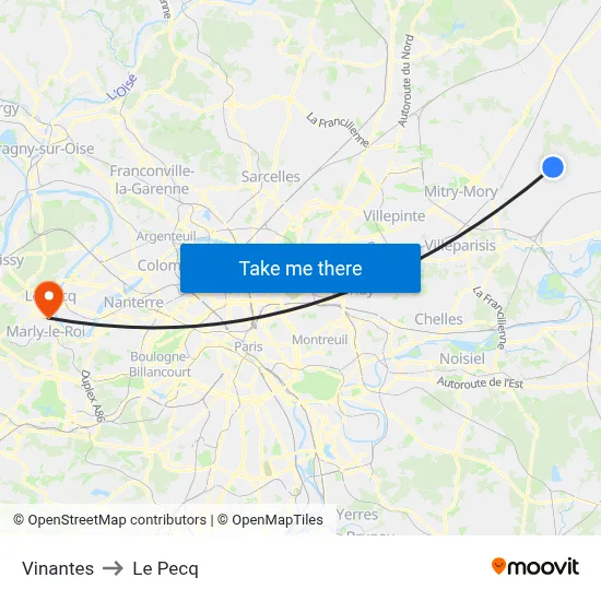 Vinantes to Le Pecq map